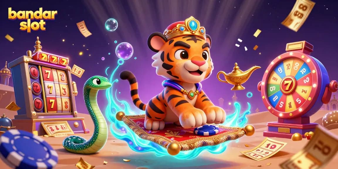 Experience thrilling wins with bandar slot gameplay in this vibrant casino illustration.