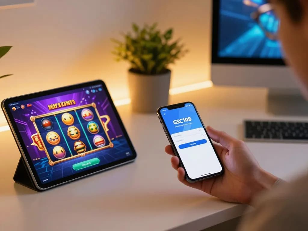 Access the exciting Gsc108 Login platform through smartphone, showcasing user-friendly design and engaging slot games