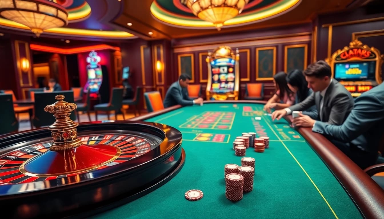 SX88 gaming scene featuring a vibrant casino table with roulette and engaged players.