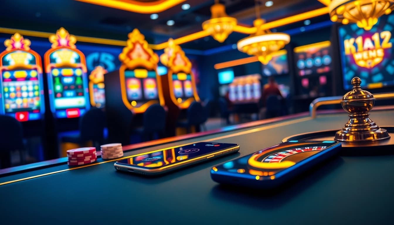 Experience the excitement of online gaming with platform leci123, featuring vibrant slot machines and poker chips.