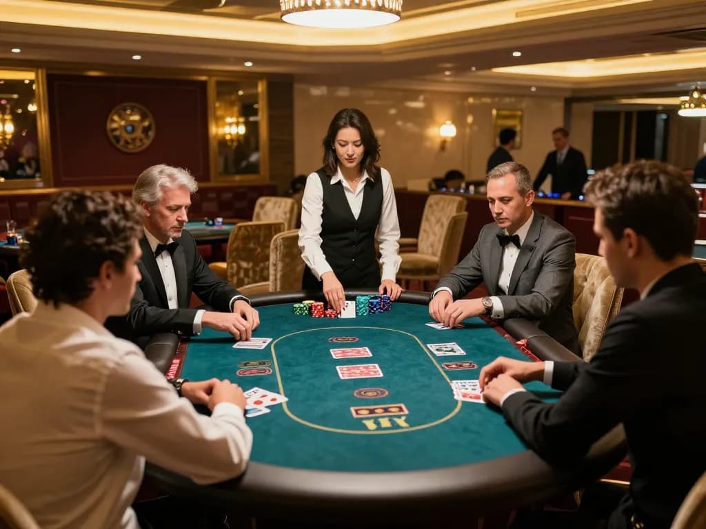 Players strategizing at a high-stakes poker table in SC88 luxury casino setting