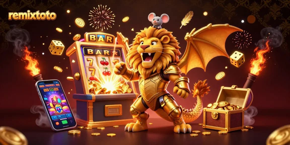 Experience the excitement of remixtoto with a thrilling lottery scene featuring golden treasures and vibrant game elements.