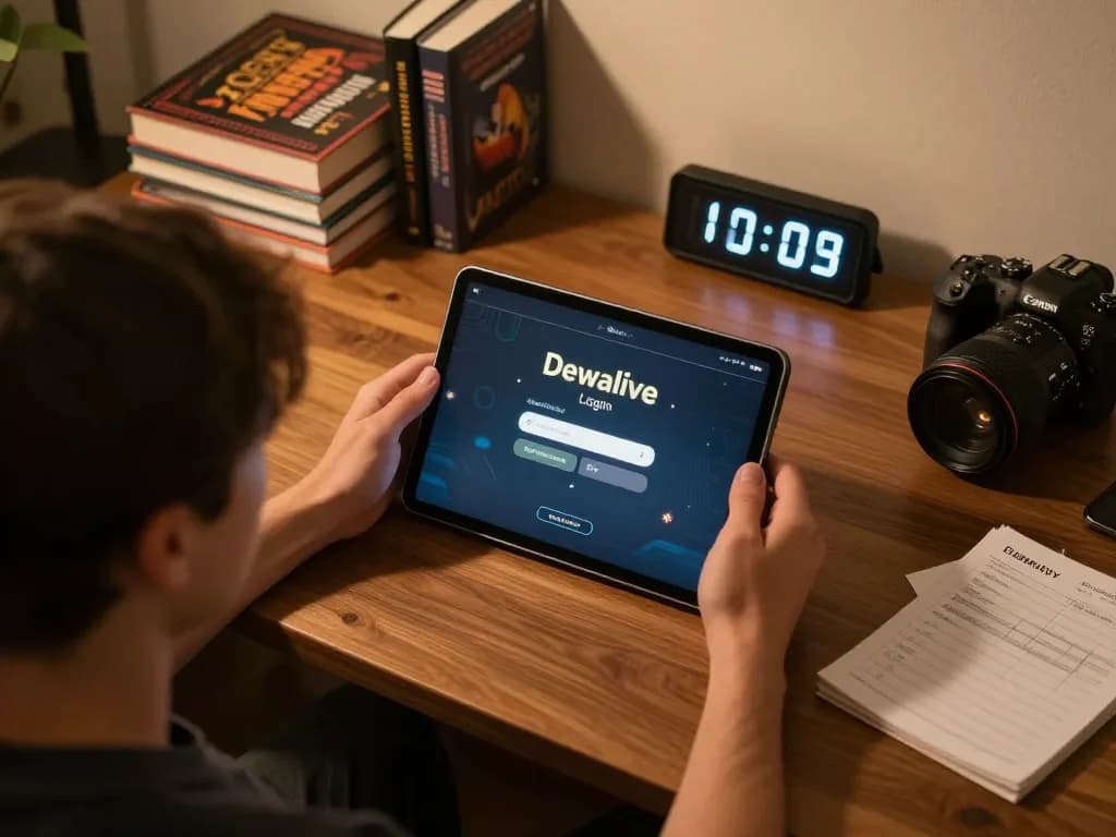 Dewalive Login screen showing online gambling interface during engaging home gaming session.