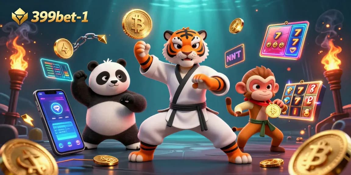 Win big at 399bet-1 with a colorful 3D scene featuring playful characters and casino elements.