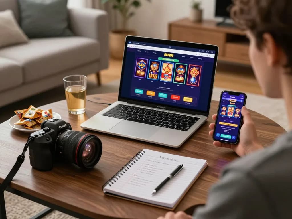 Engaging online gaming with dash88's platform displayed on multiple devices, creating a vibrant casino atmosphere.