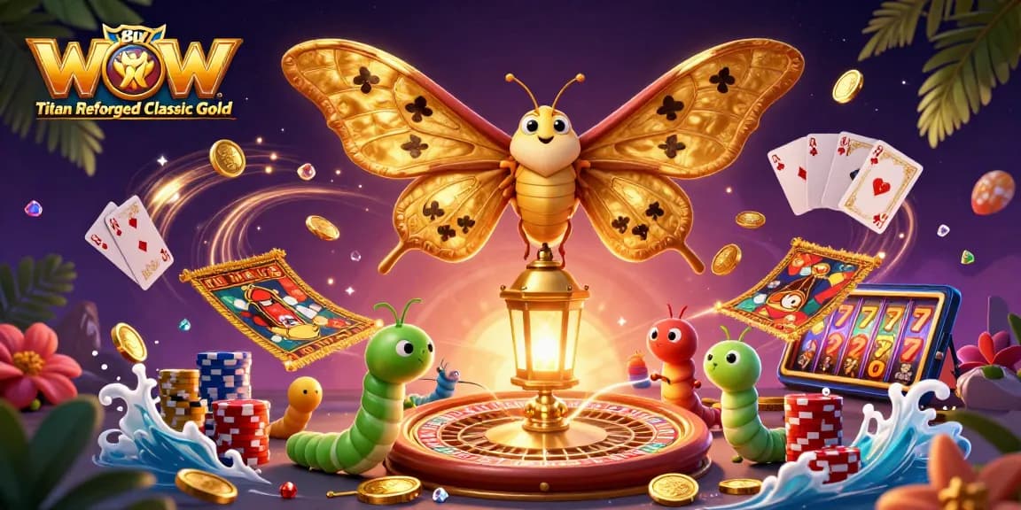 Buy WoW Titan Reforged Classic Gold with vibrant casino-themed 3D illustration