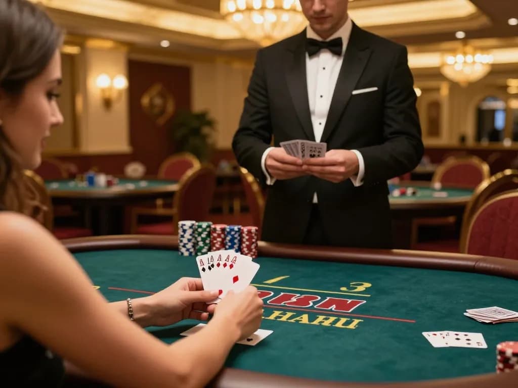 RR88 player celebrating a winning poker hand at an upscale gaming table with vibrant chips and warm lighting