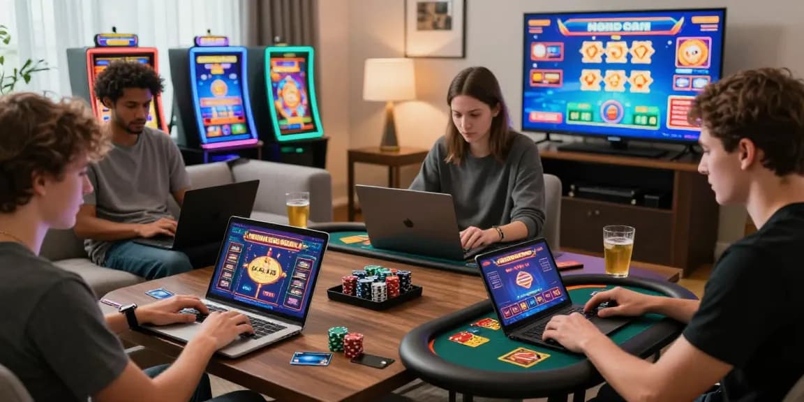 Explore the vibrant scene of players enjoying credit card casinos at scoarch.org.uk, featuring engaging games and inviting atmosphere.