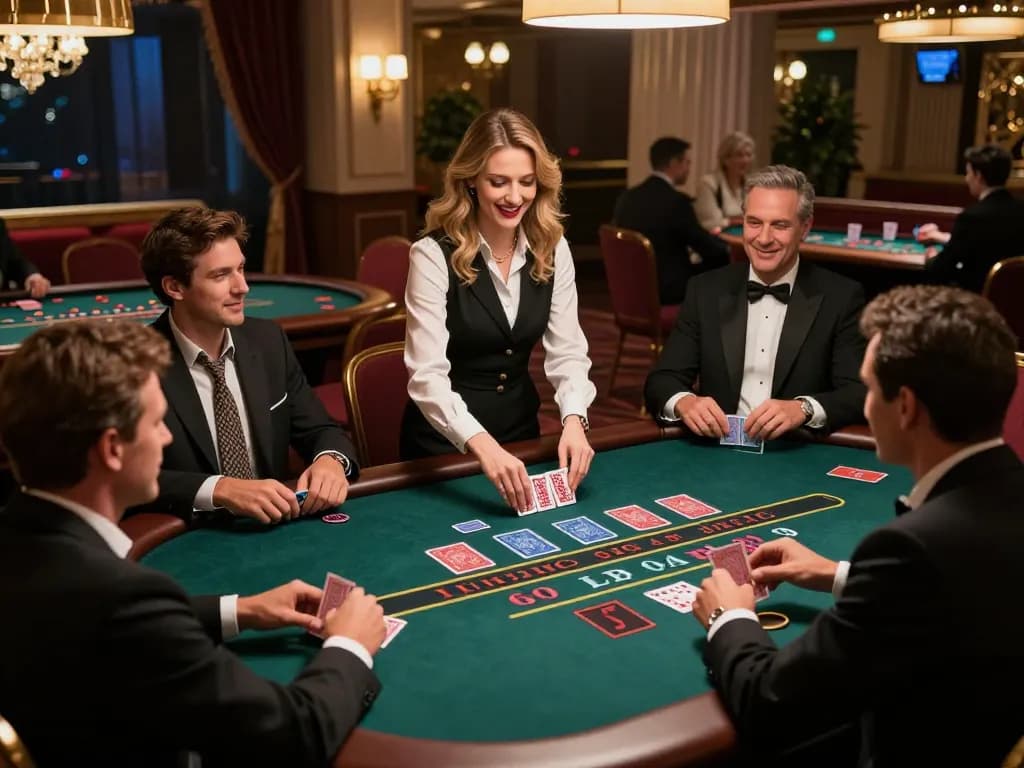Players enjoying a thrilling baccarat game at Go88's live casino with engaging dealer.