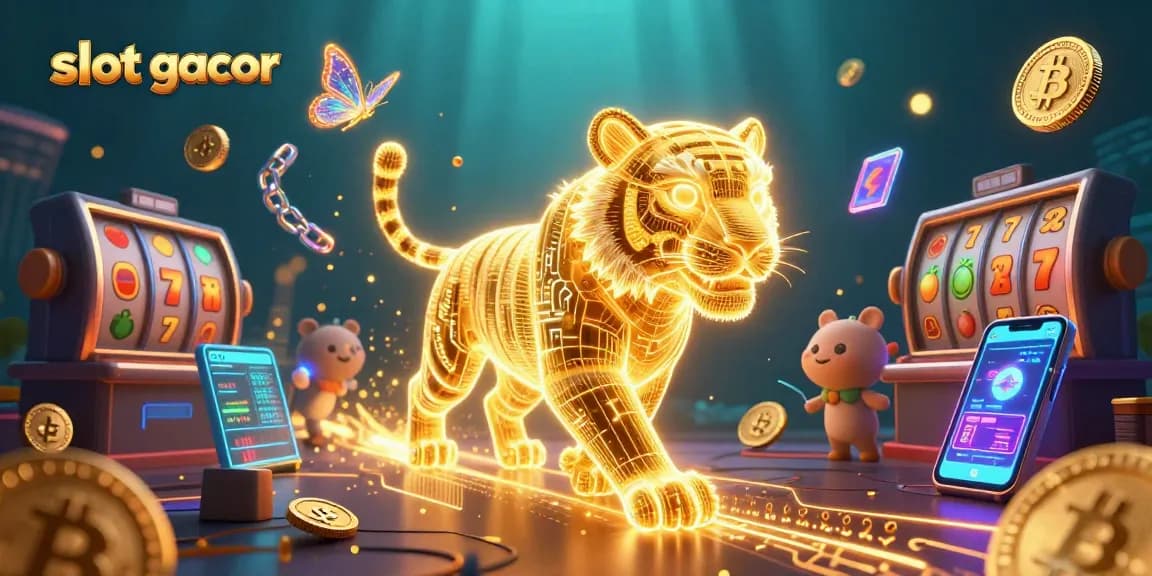 Experience exciting slot gacor gameplay with vibrant neon graphics and dynamic casino elements.