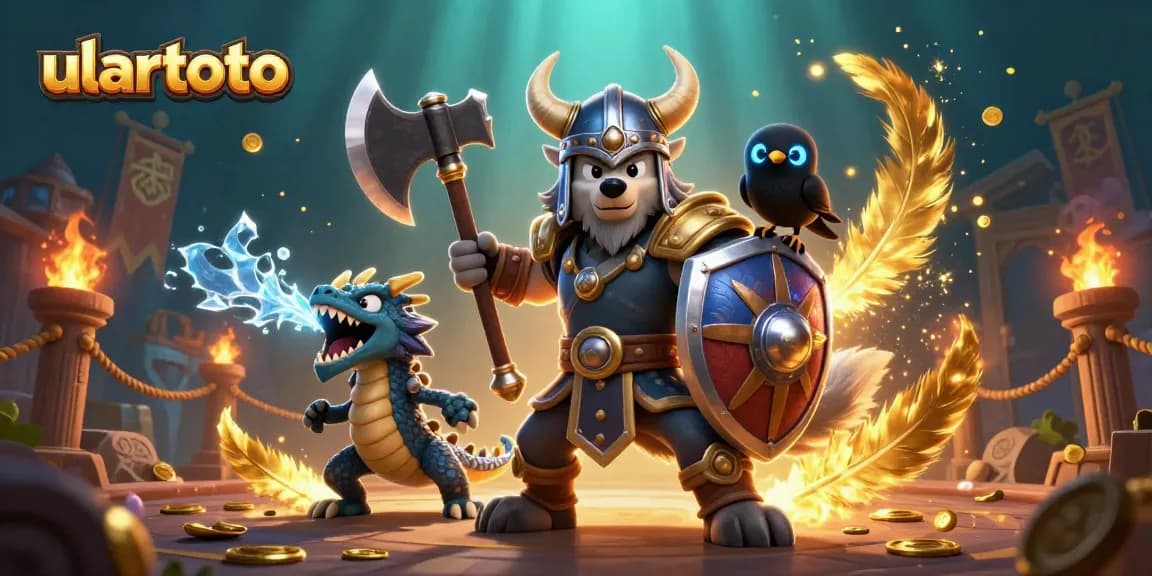 Engage with ulartoto's thrilling gaming experience, featuring the wolf warrior and dragon in an epic scene.