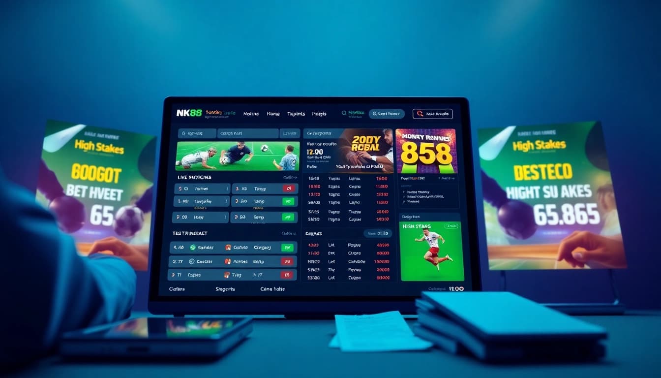 Dynamic online betting platform showcasing NK88's user-friendly interface and promotions.