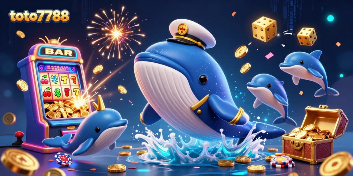 Experience thrilling wins with toto7788's vibrant casino games showcased by playful characters.