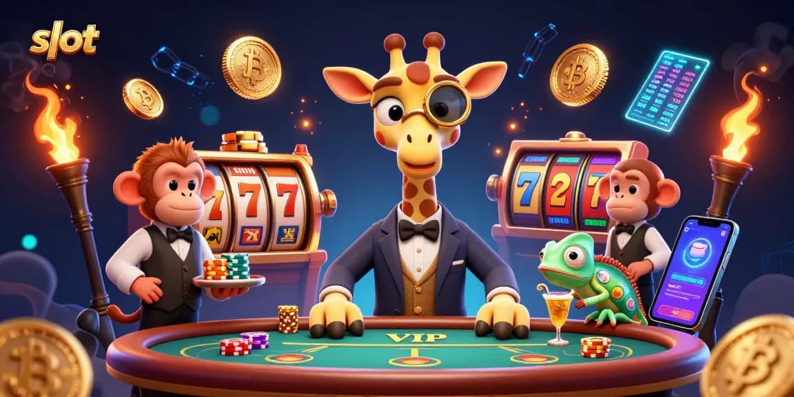 Permainan slot seru dengan jerapah pemukul kasino dan bartender bunglon menciptakan pengalaman unik.