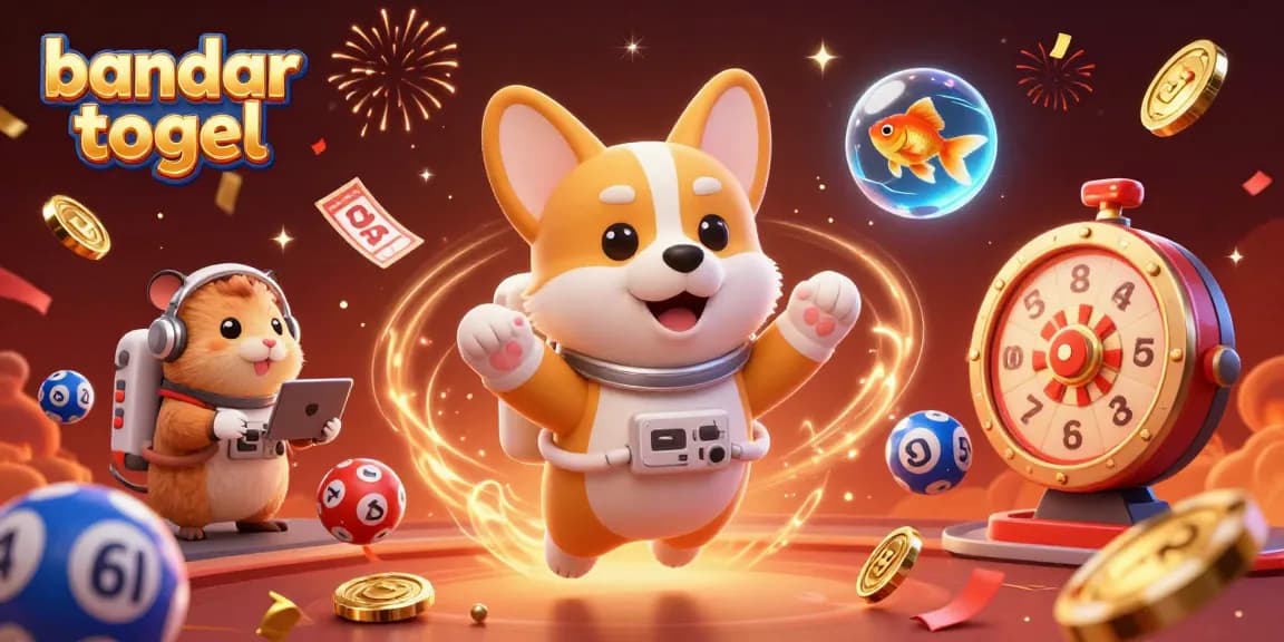 Engage in thrilling bandar togel action as a corgi astronaut floats amid lottery excitement and prizes.