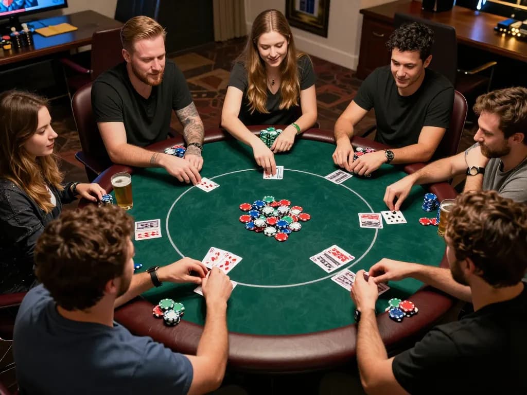 KJC hosts an engaging home poker night featuring strategic gameplay and friend interactions.
