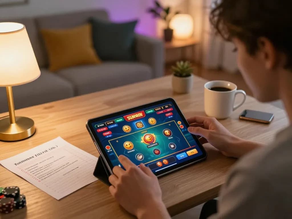 Experience strategic online gaming with SUNWIN on a tablet in a cozy home setup.