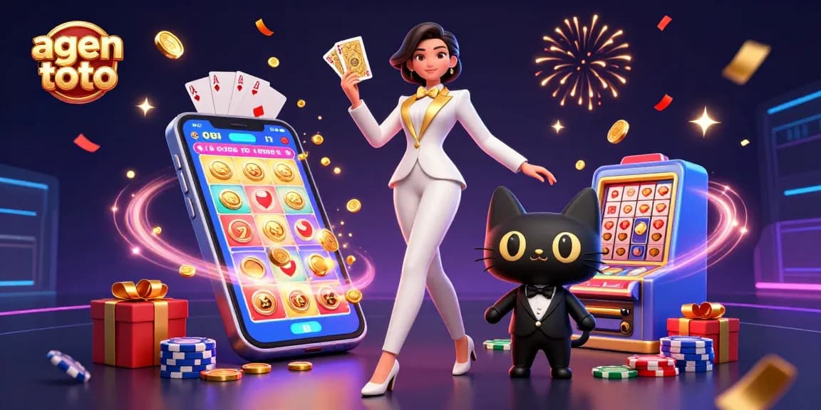 Experience the thrill of agen toto as a stylish woman hosts an exciting lottery game illustration.