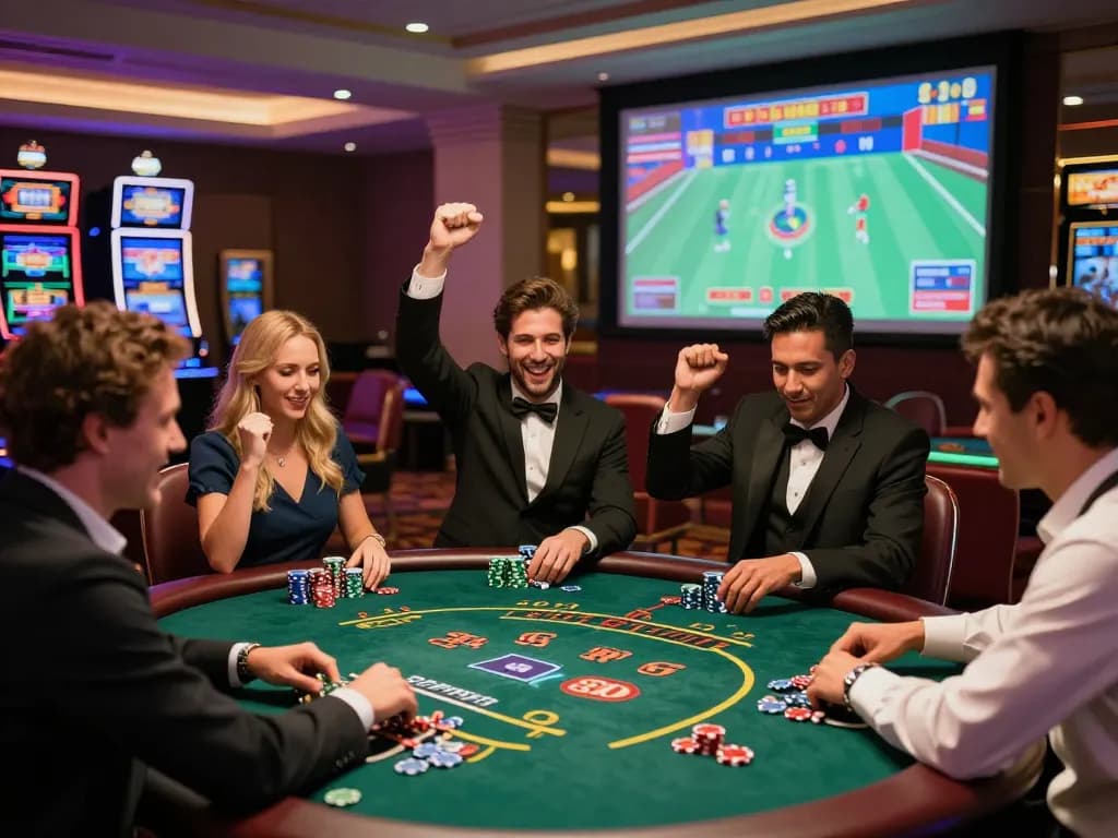 Engaged players at Alev Casino login screen celebrating their wins during a live dealer game, showcasing a vibrant casino atmosphere.