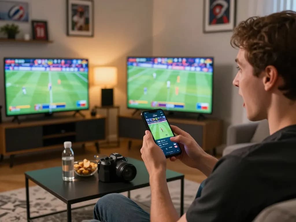 Kuwin sports betting enthusiast placing bets on mobile app during live game