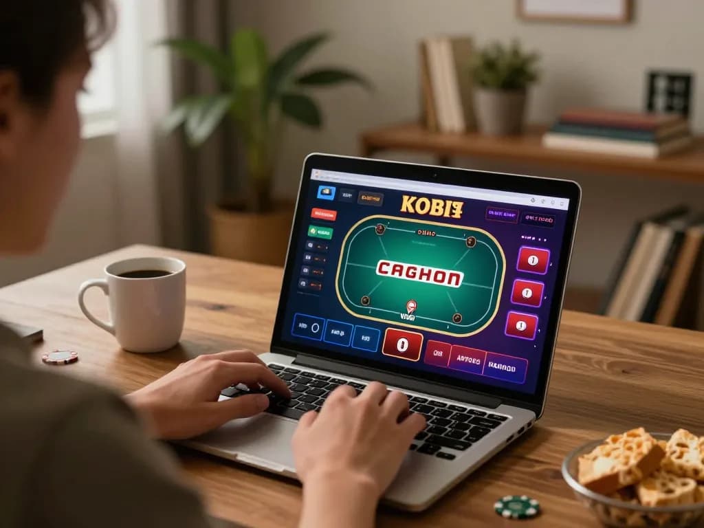Engaging in 링크모음 for strategic online poker gameplay at a cozy home office.