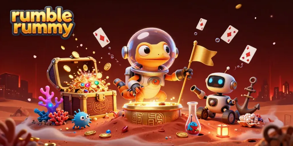 Experience high-stakes gaming with Rumble Rummy as a Martian gecko uncovers a golden casino.