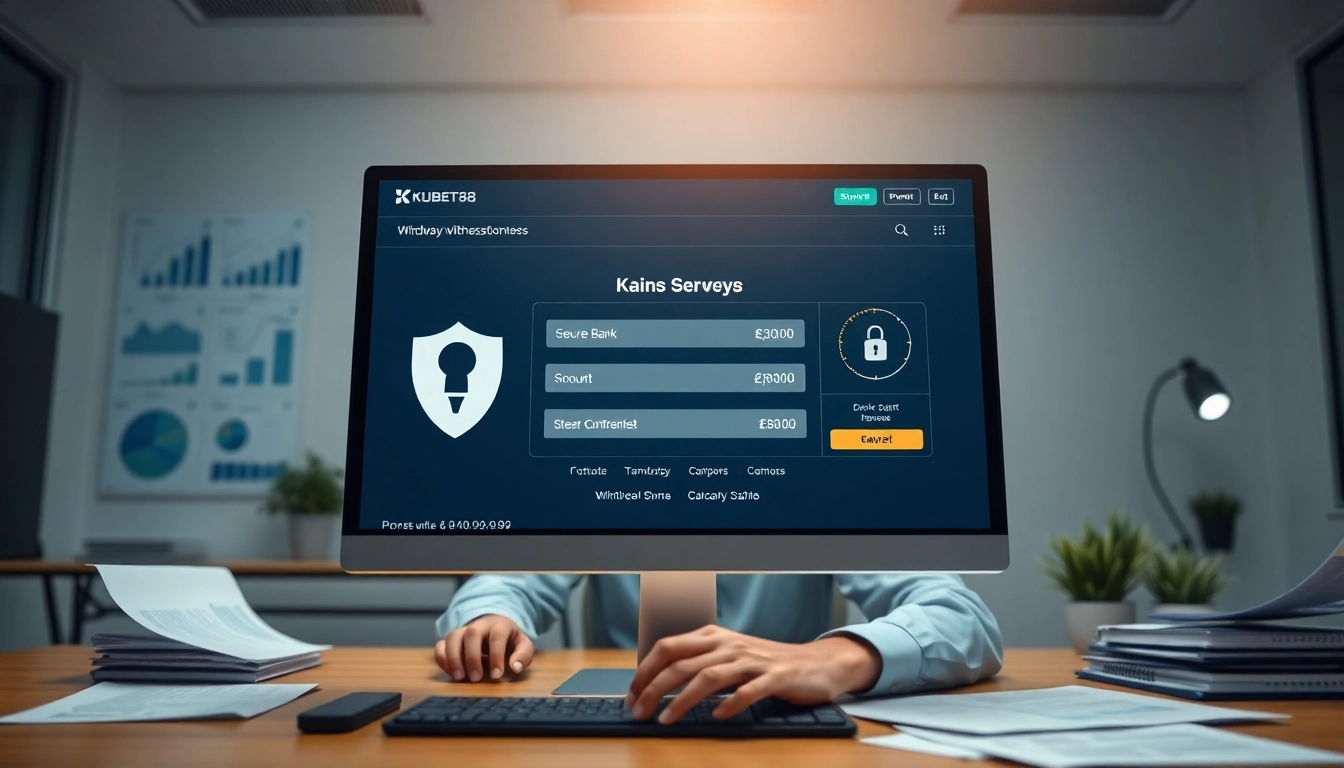 Rút Tiền KUBET88 – Trải Nghiệm Giao Dịch An Toàn Và Linh Hoạt with a modern banking interface showcasing secure withdrawal.