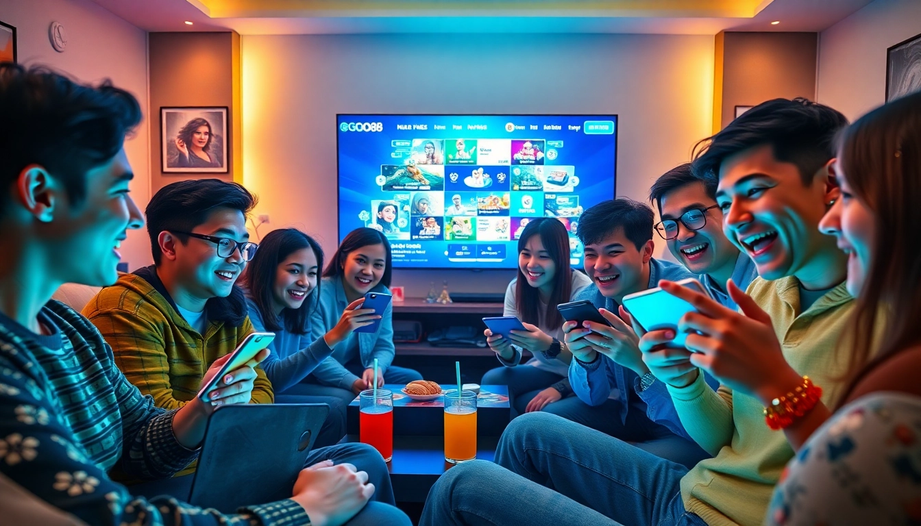 GO88 gaming platform showcased with friends enjoying a lively gaming session.