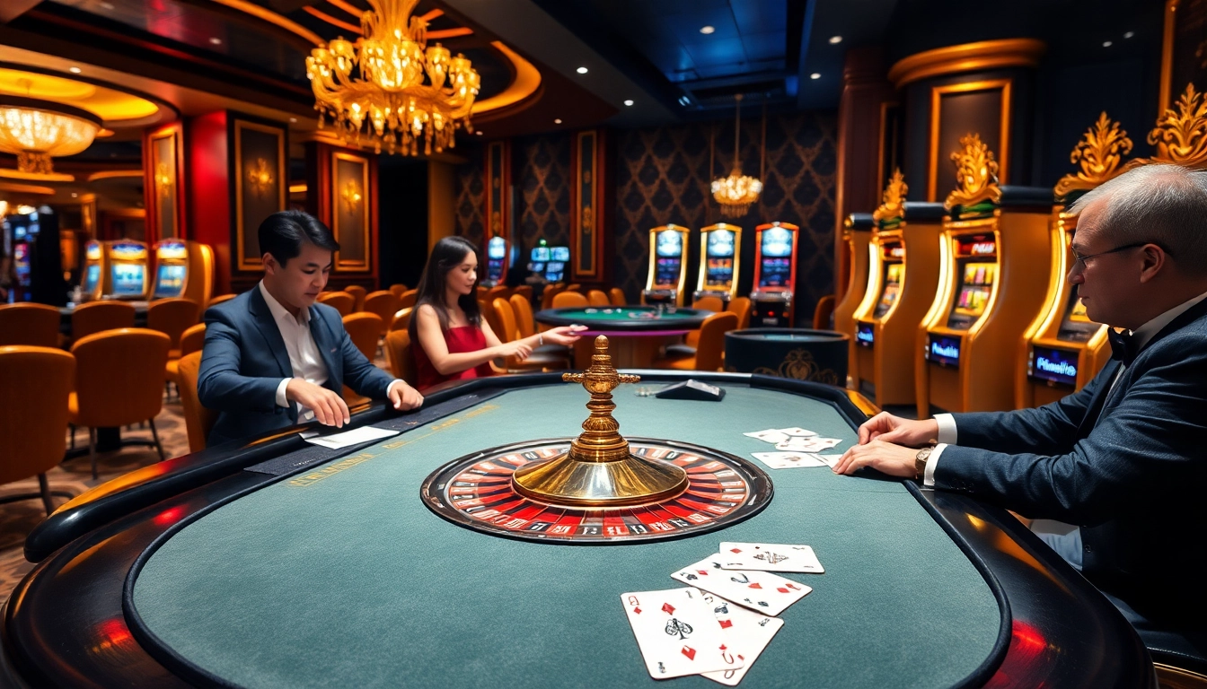 Engaged players at a vibrant casino table, experiencing excitement on nhacaiuytinvn.us.com.