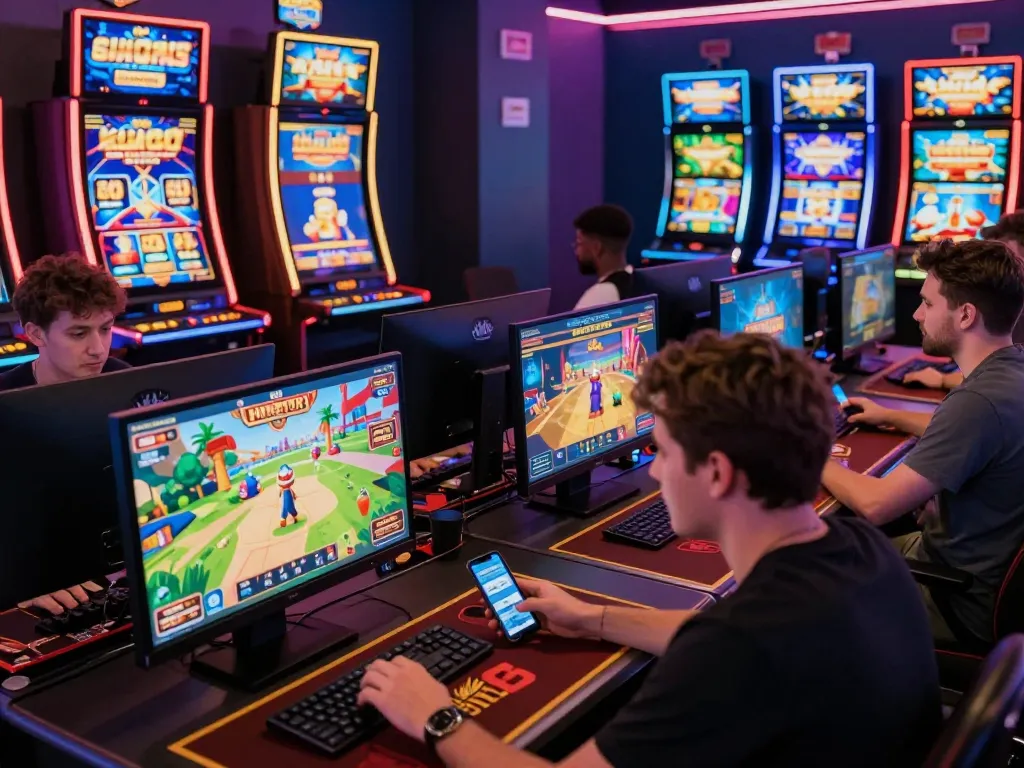 Players exploring thrilling casino games and promotions on the HM88 platform in an energetic gaming atmosphere
