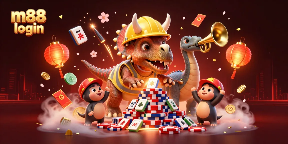 Celebrate betting wins with m88 login featuring dynamic characters and casino elements in a vibrant illustration.