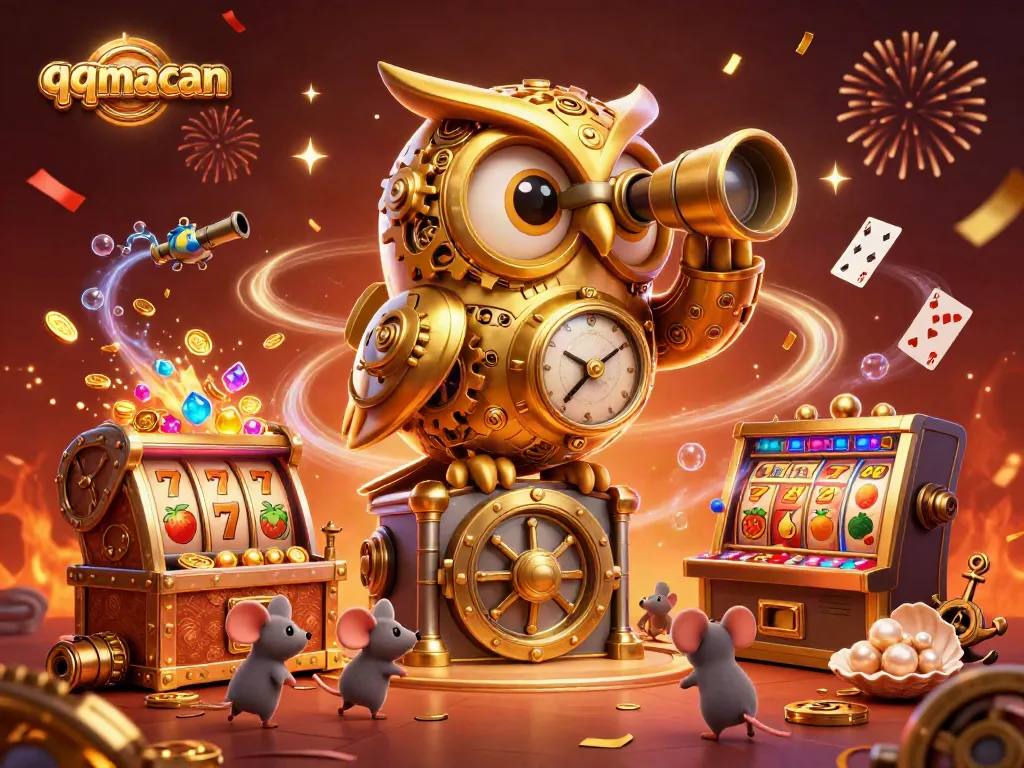 Experience the thrill at qqmacan with gold coins and slot symbols enhancing your gaming adventure.