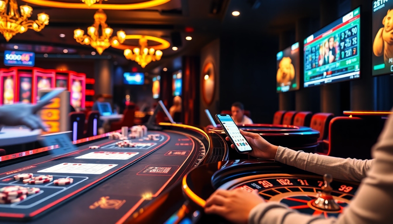 Experience the thrill of online gambling with SODO66's vibrant casino atmosphere.