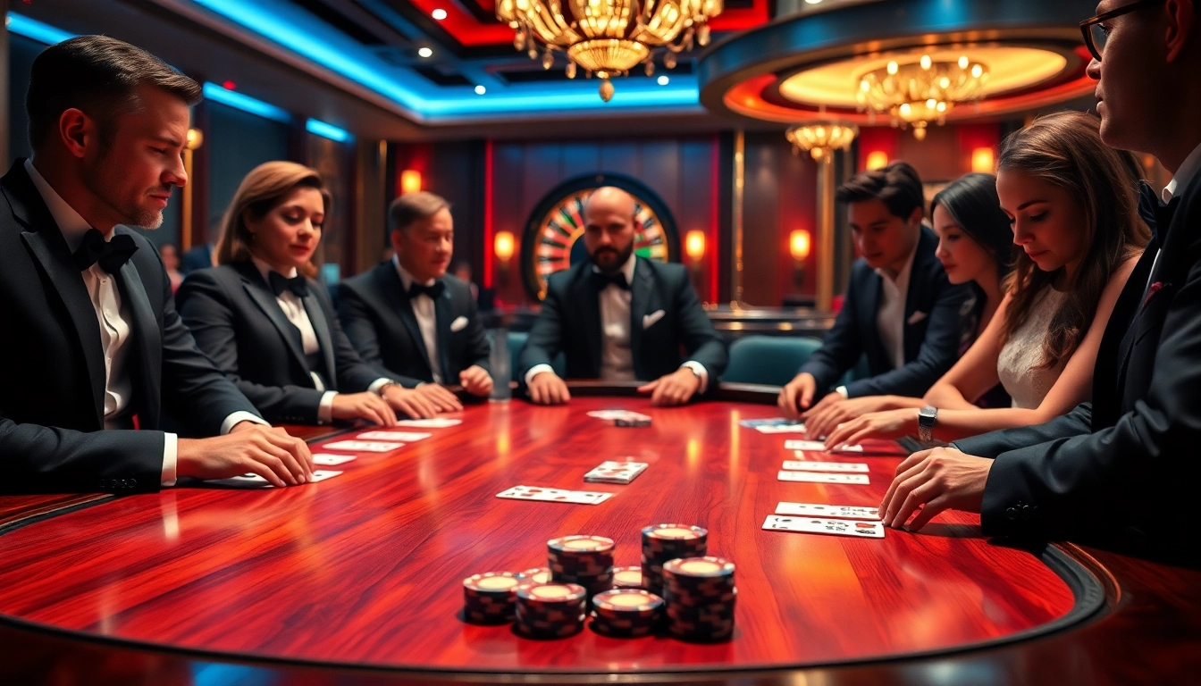 Exciting gameplay at a professional casino table showcasing strategies at https://bomwin1.us.com/.