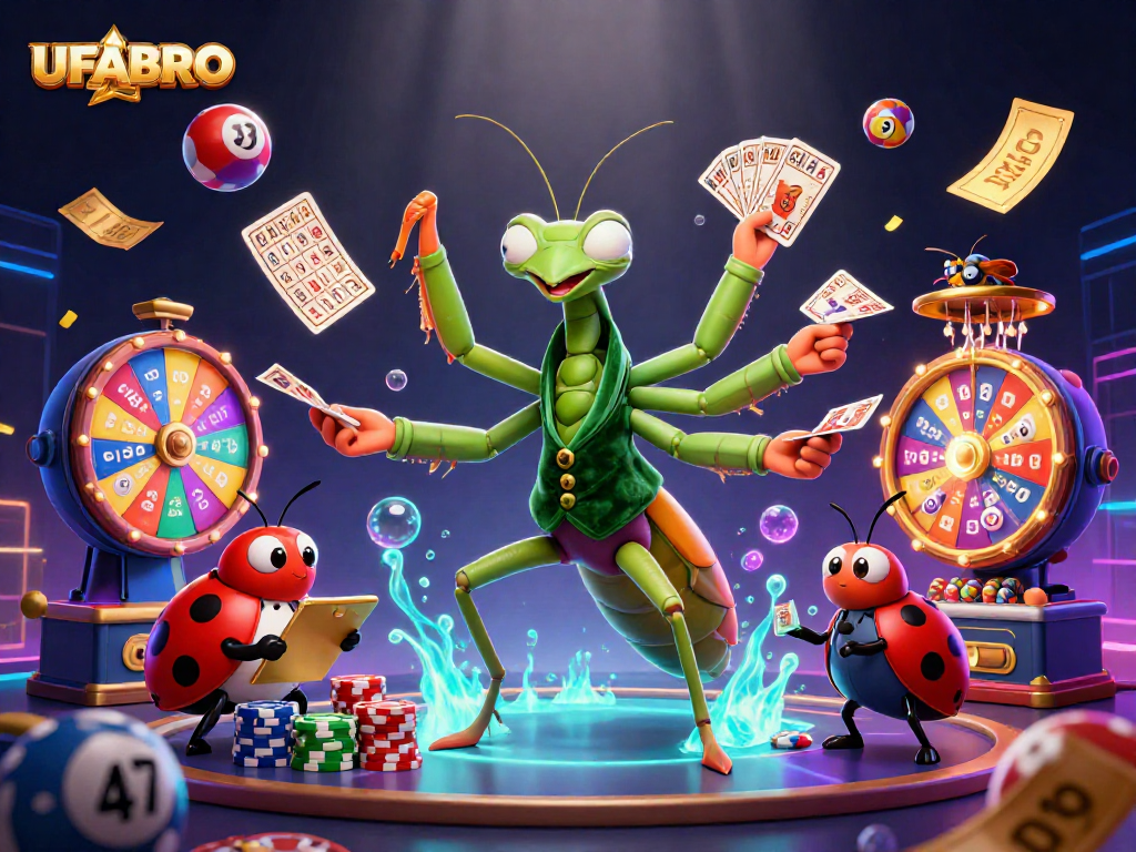 UFABRO offers exhilarating gambling adventures with colorful lottery balls and vibrant prize elements.