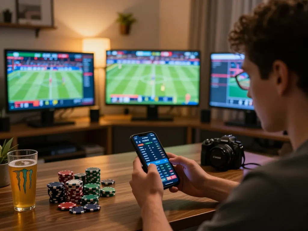 Engaged user viewing live betting odds on ytr88 while enjoying a strategic home gambling session