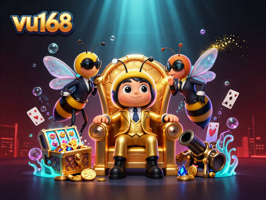 Experience thrilling bets with vu168's cartoon mob boss and flashy game elements!