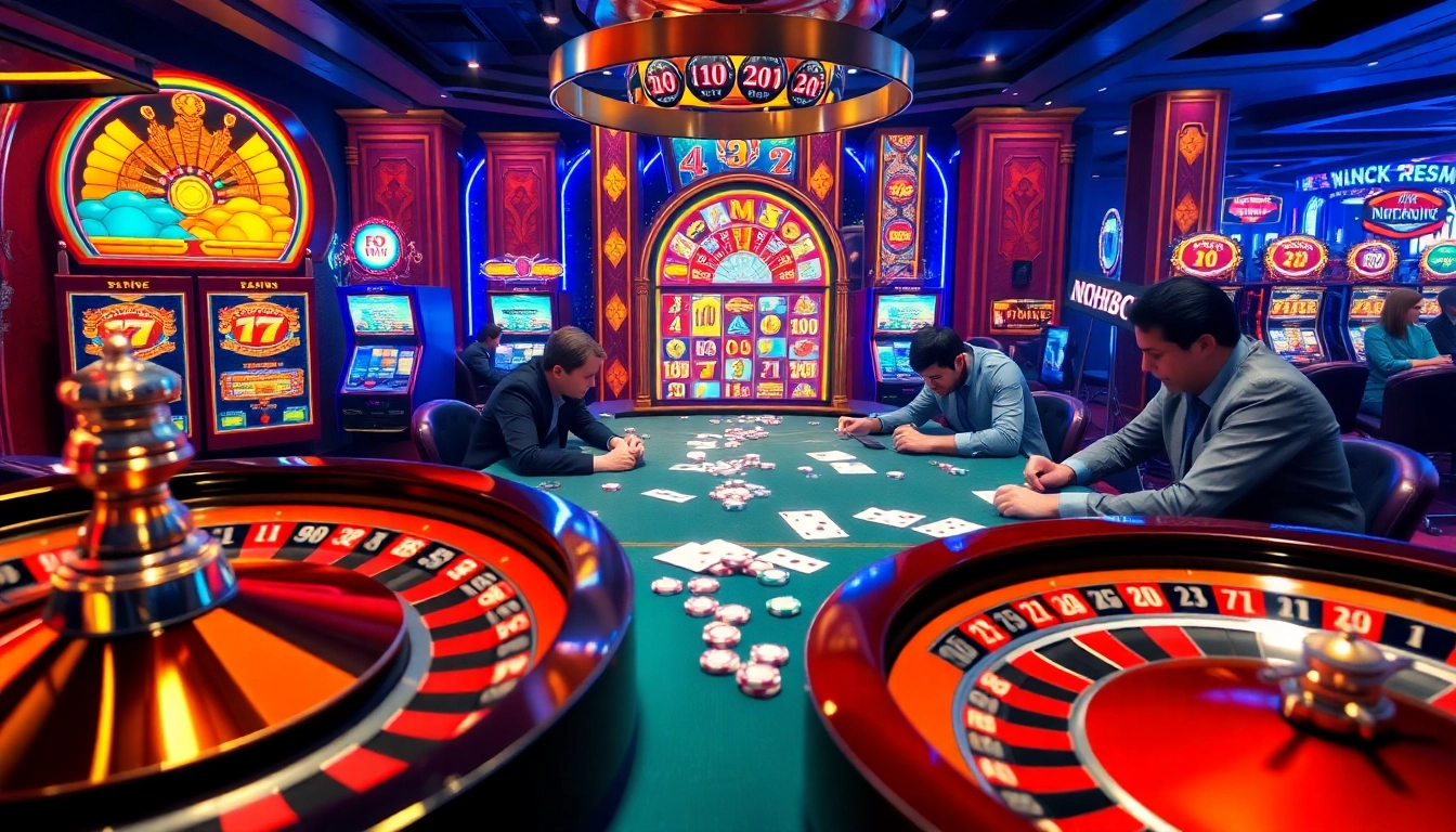 Exciting gambling action at NOHU90 with a vibrant casino atmosphere.