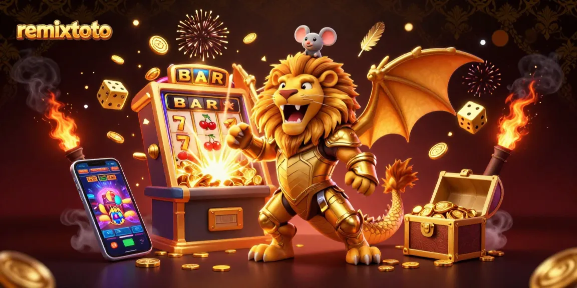 Experience the excitement of remixtoto with a thrilling lottery scene featuring golden treasures and vibrant game elements.