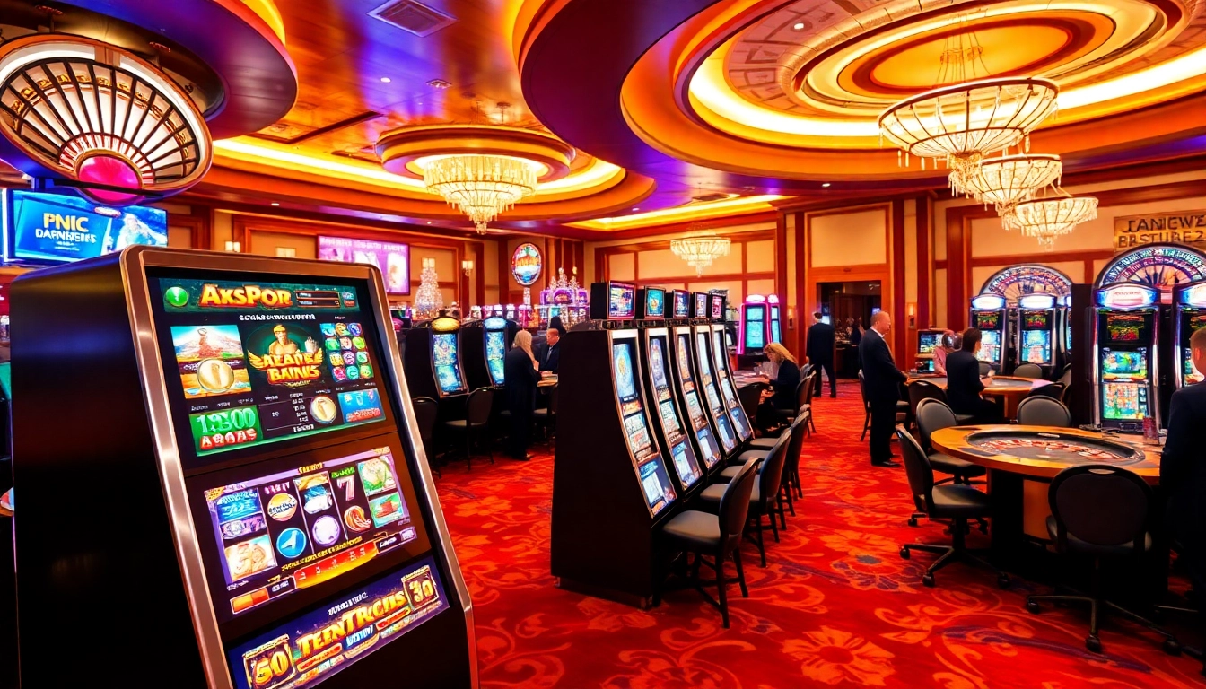 Rasakan permainan mendebarkan di mesin slot gacor yang cerah dalam suasana kasino yang elegan.