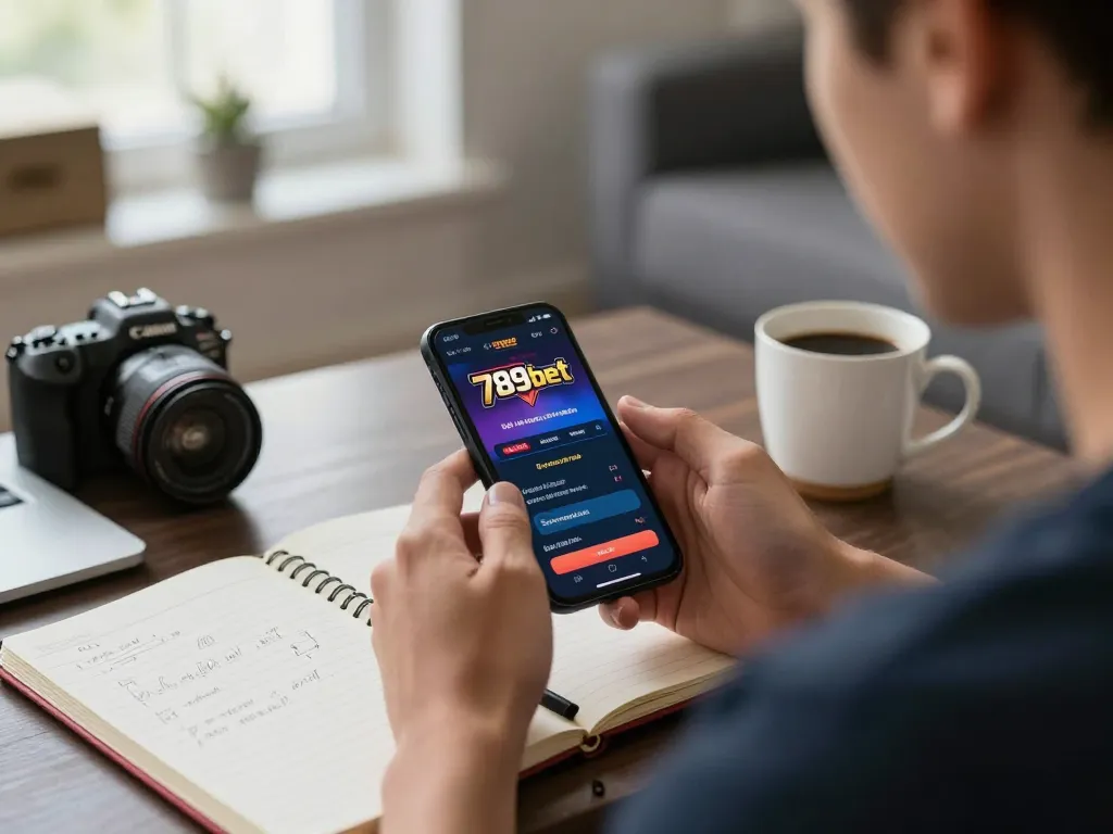 Engaging with the 789bet casino app on smartphone, showcasing responsible online gambling.