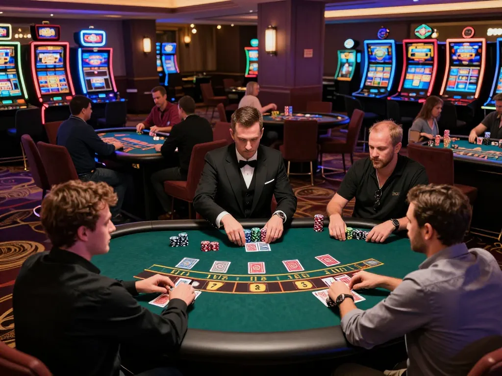 Players strategizing in a lively blackjack game at a casino, experiencing thrilling action at tx88 tables.