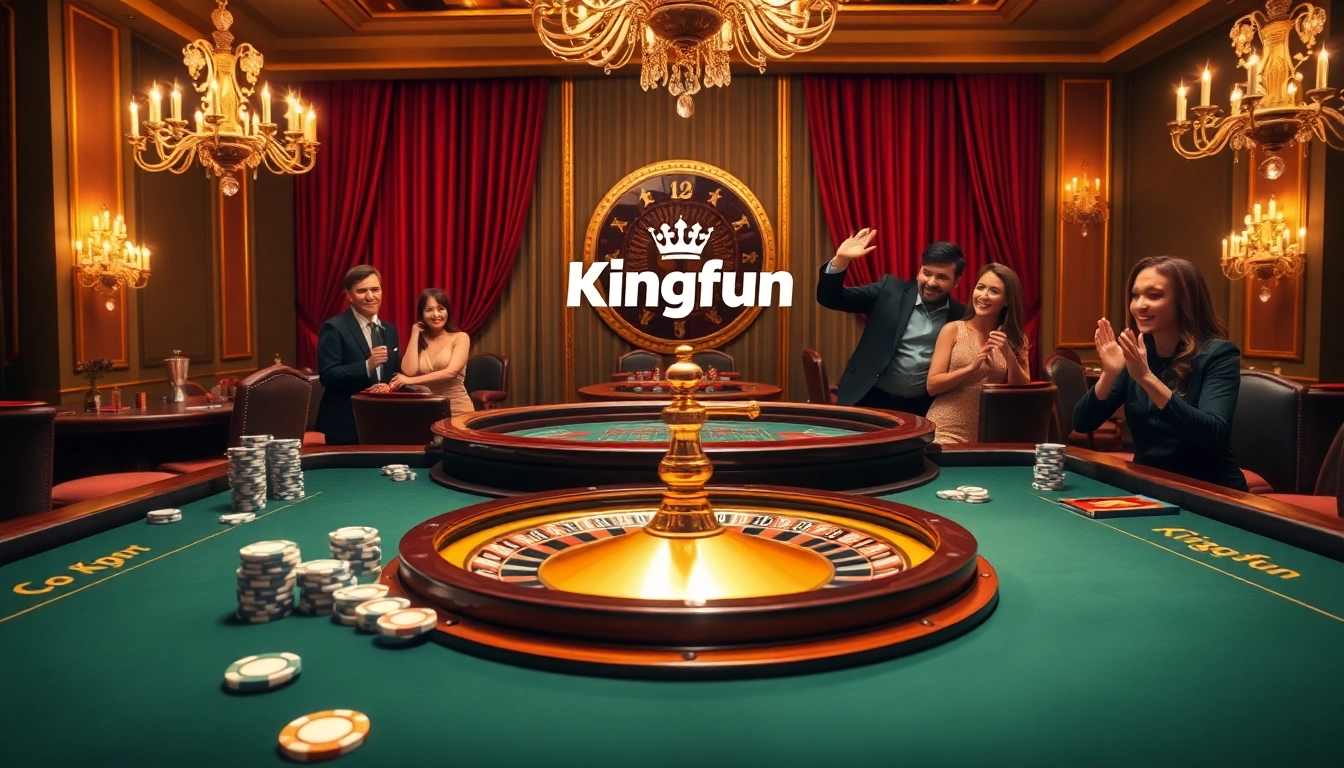 Players enjoying top games at the Kingfun casino table under elegant lighting.
