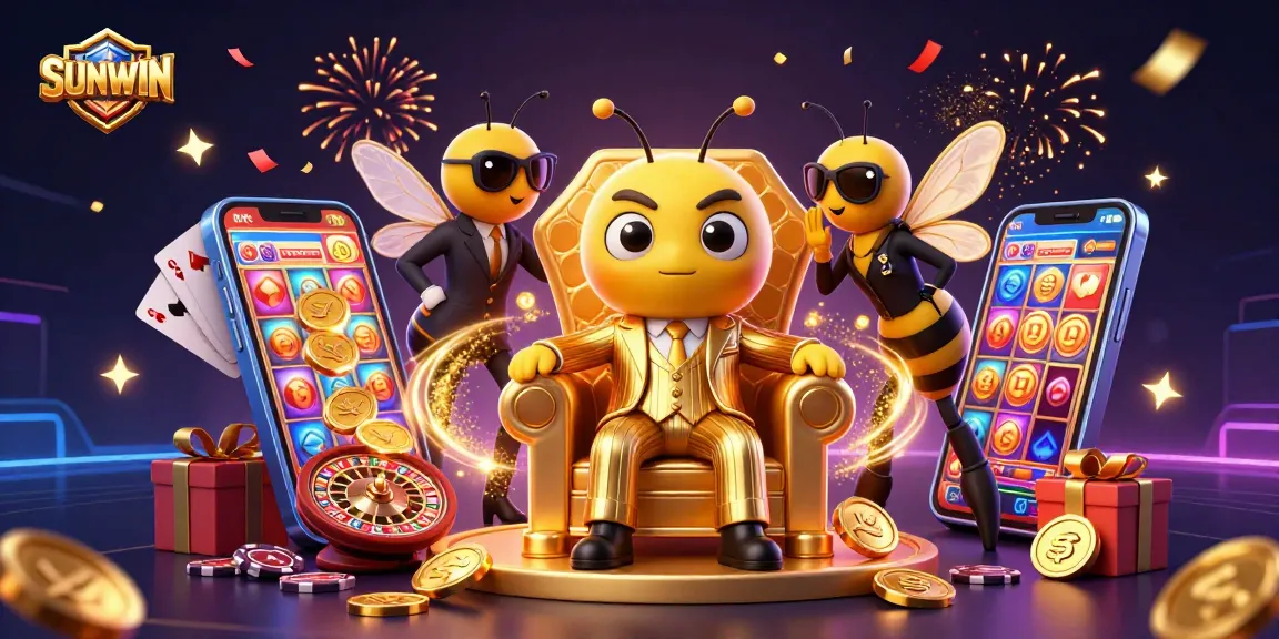 SUNWIN brings excitement with a 3D gaming scene featuring a mob boss bumblebee, wasp guards, and a butterfly informant.