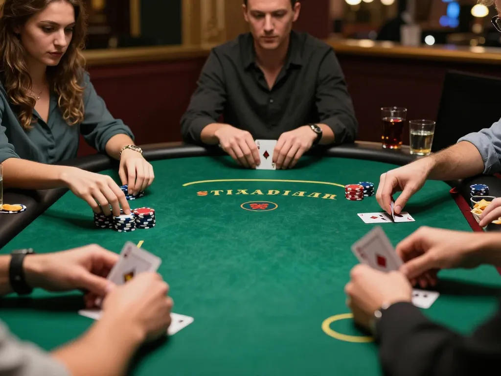 Exciting Poker 88 Login scene with players engaged in Texas Hold'em at a vibrant casino table.