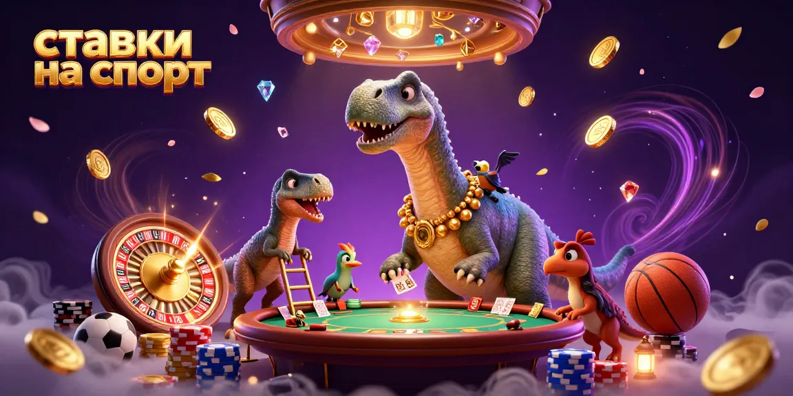 Experience ставки на спорт with a lively 3D scene of a dinosaur and raptor in a casino setup.
