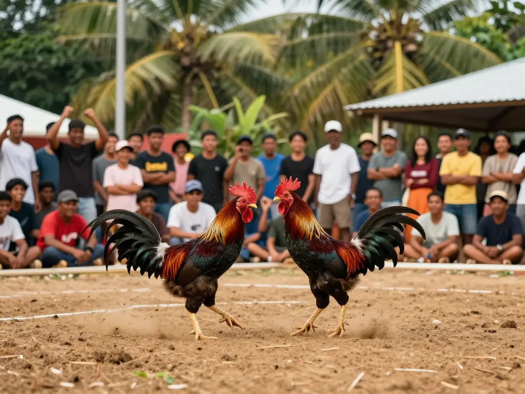Watch intense đá gà trực tiếp thomo action with black roosters fighting in an exciting arena.