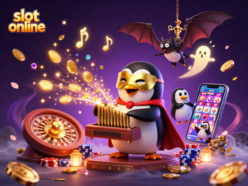 Experience thrilling gameplay in this vibrant slot online scene filled with cascading coins and colorful casino elements.