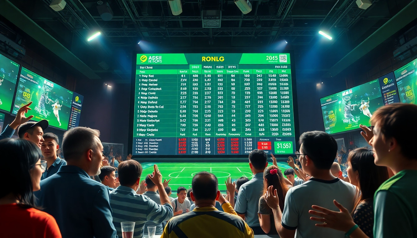 Dynamic betting odds display highlighting kèo nhà cái in an energetic sports environment.
