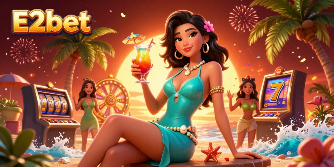 Engage with E2bet's thrilling gaming experience through this vibrant slot-themed illustration.